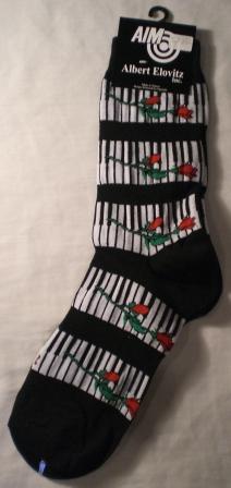Piano Rose Black Music Socks